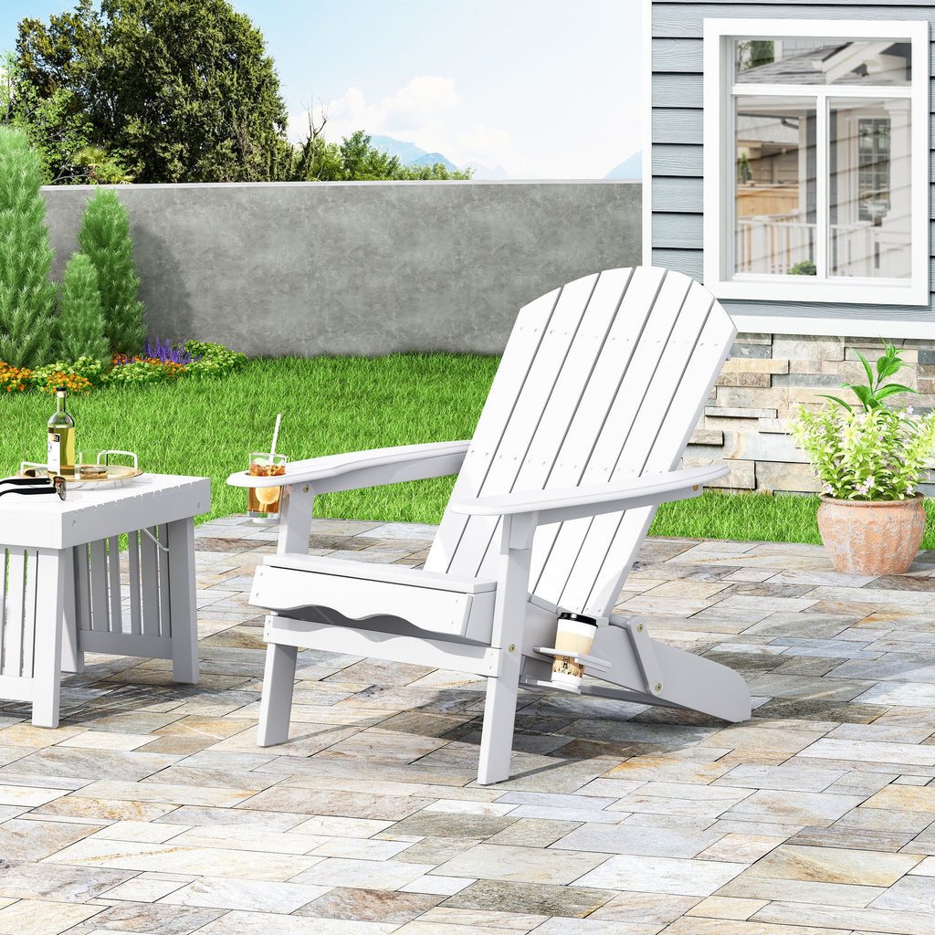 White Acacia Wood Folding Adirondack Chair X8893