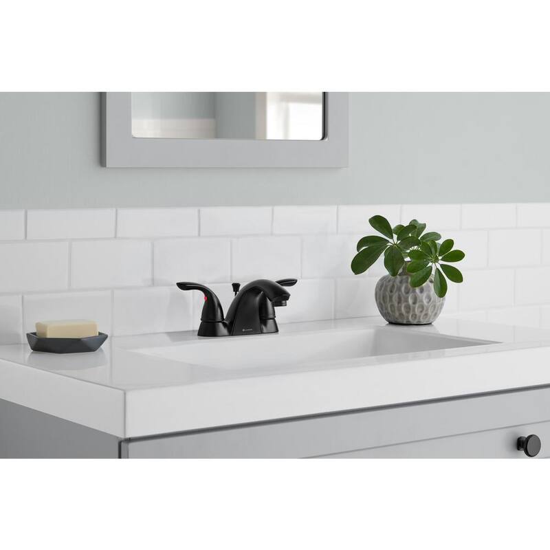 4 in. Centerset Double-Handle Bathroom Faucet in Matte Black R92398