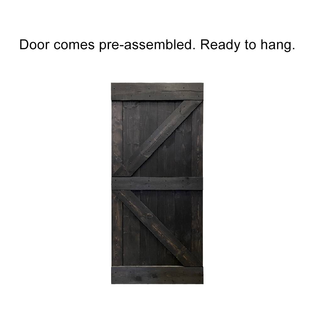 38 in. x 84 in. Weather Oak Stained Solid Pine Wood Interior Sliding Barn Door Slab G2634