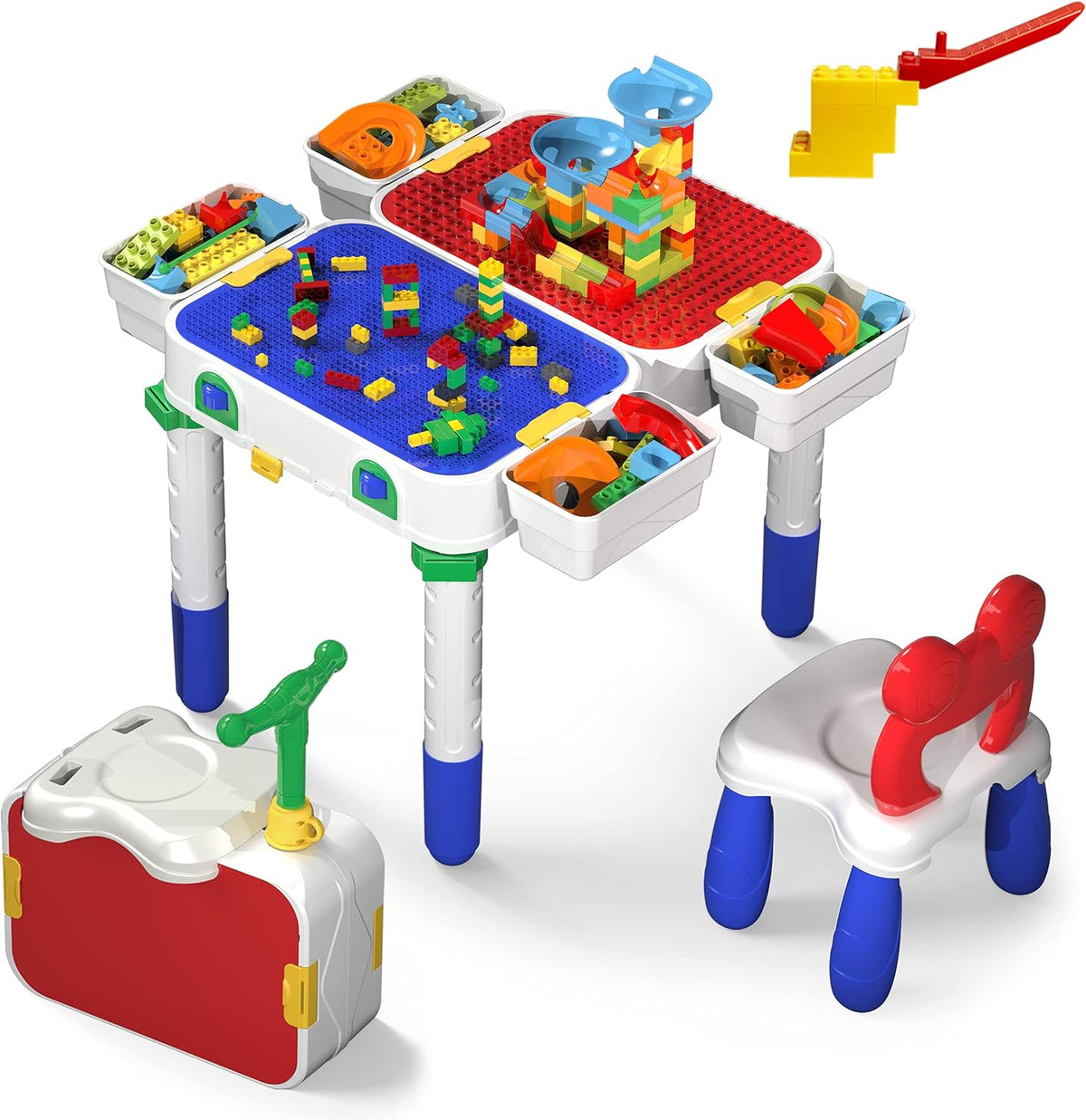 Kids Play Table & Chair Set with Storage, 331pcs Building Blocks and Marble Run F3780