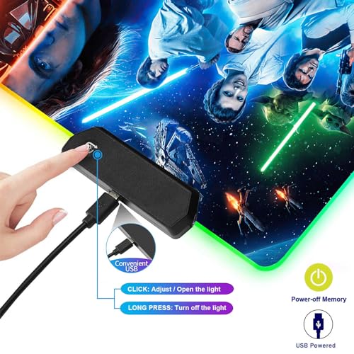 31.5"X15.7" RGB Mouse Pad with Anti-Slip Rubber Base Stitched Frame C934