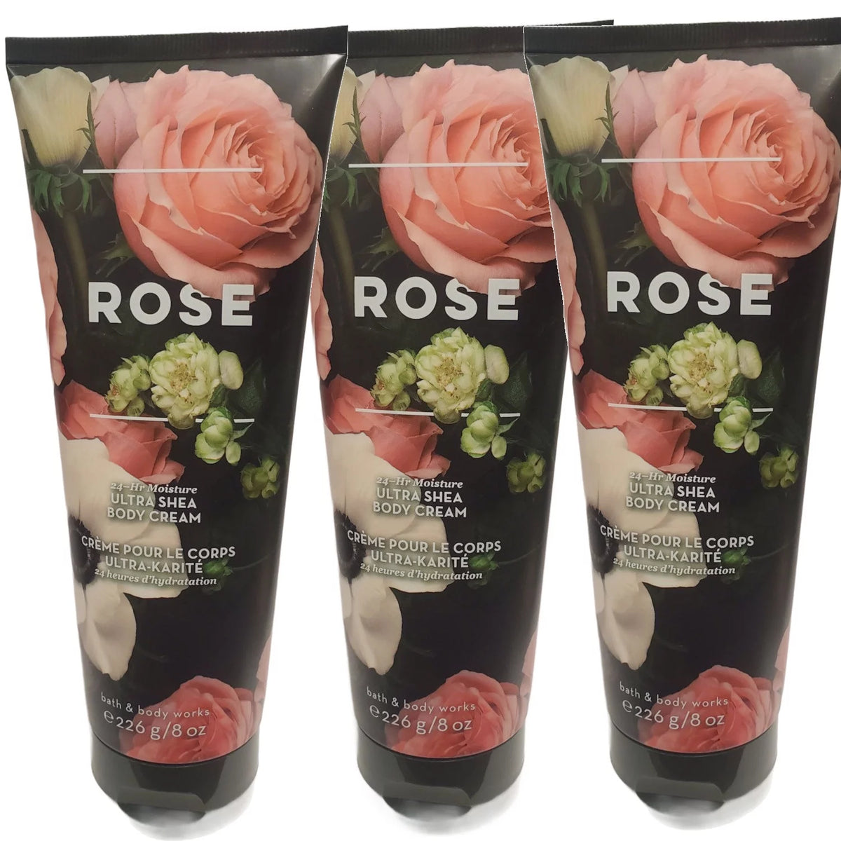 Rose 24H Moisture Ultra Shea Body Cream 8oz Pack of Three K376