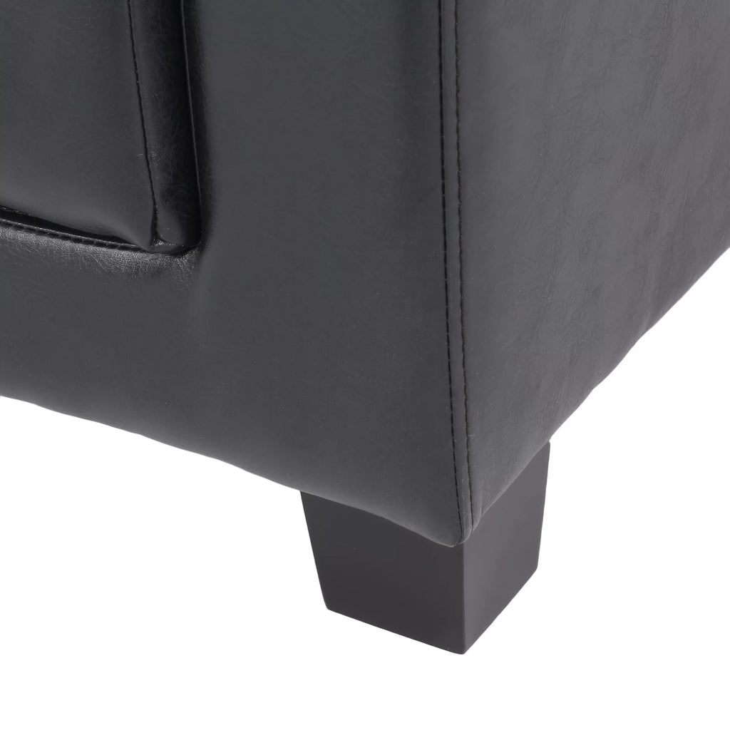 Faux Leather Tufted 4 Seater Sectional Sofa with Ottoman V324661