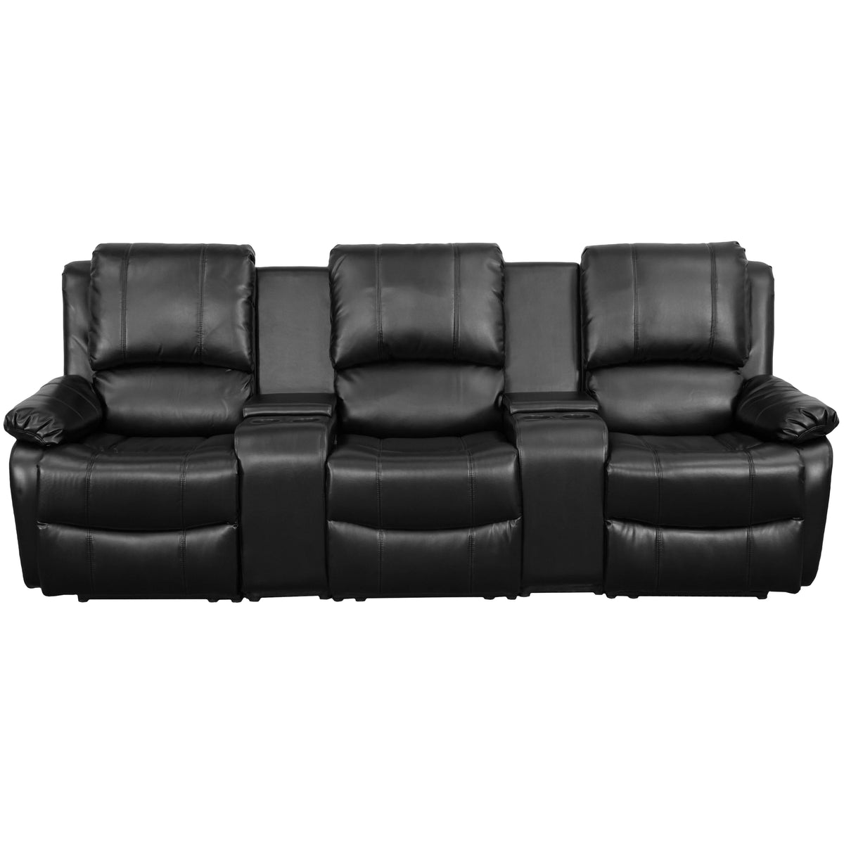 Black 3-Seat Reclining Theater Seating with Cup Holders O2107