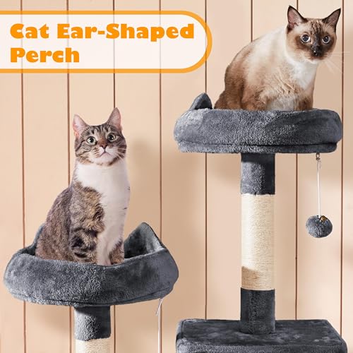 Dark Gray Cat Tree with Platform, Hammock, Scratching Posts O49164