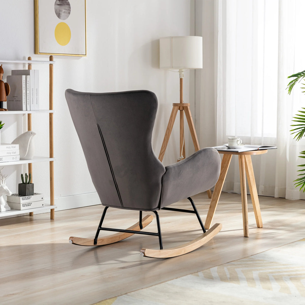 Velvet Recliner Chair with High Backrest and Armrests B6987