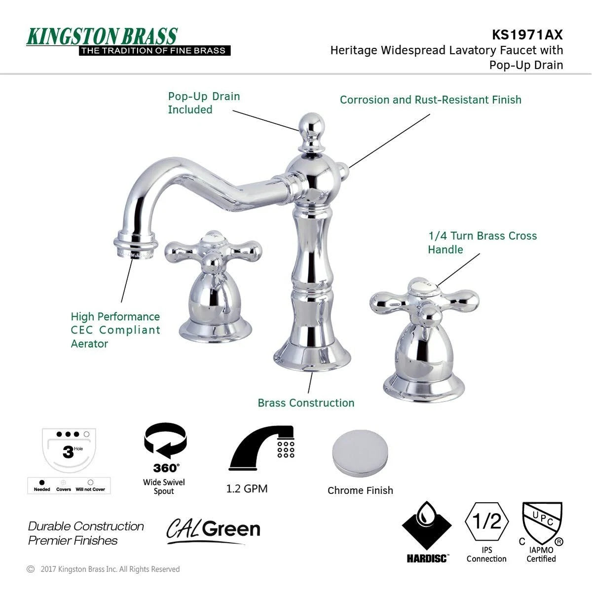 Polished Brass Widespread Lavatory Faucet N473417