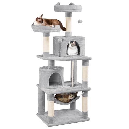 Dark Gray Cat Tree with Platform, Hammock, Scratching Posts O49164