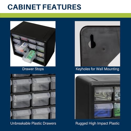 24-Drawer Plastic Storage Cabinet Black B5295