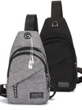 Small Casual Sling Bag Crossbody Backpack with Adjustable Shoulder Strap Black & Gray P9926