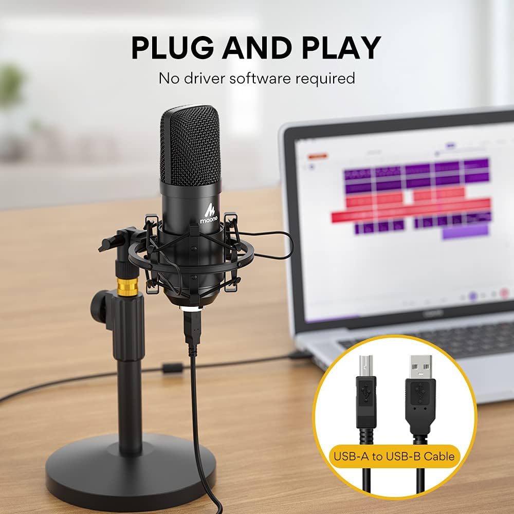 USB Condenser Microphone Kit 192KHZ/24BIT Cardioid Plug & Play, Pack of 2 S1228
