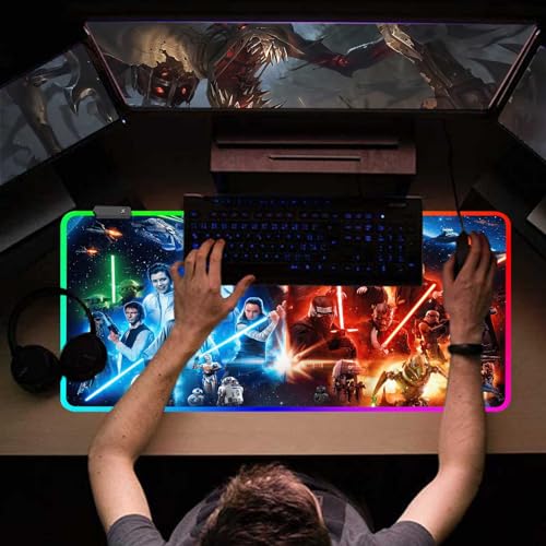 31.5"X15.7" RGB Mouse Pad with Anti-Slip Rubber Base Stitched Frame C934