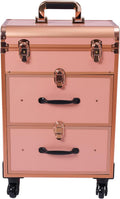 3 Layers Rolling Makeup Case with Reinforced Lock & Transparent Storage Bag Gold V747