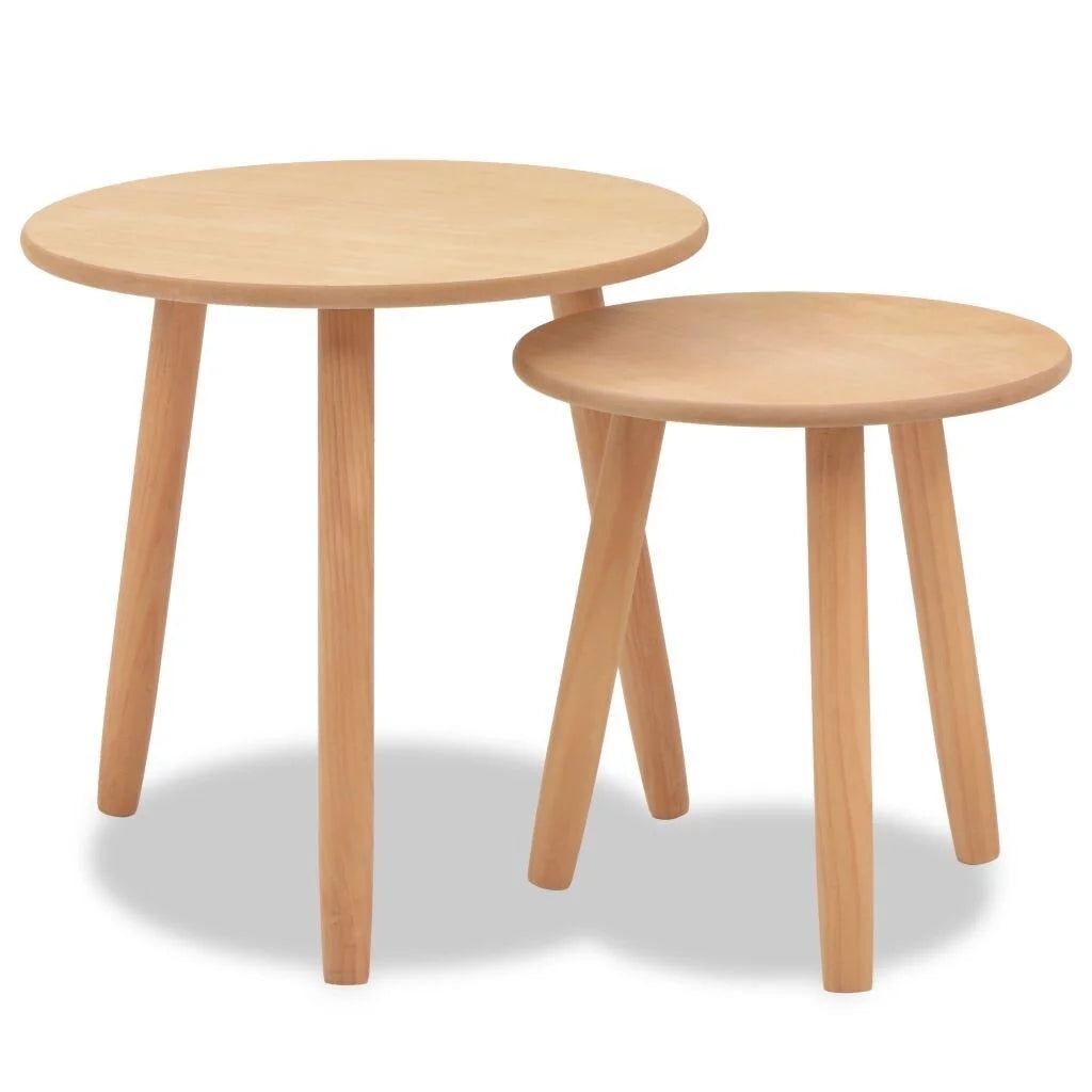 2 Pieces Small Round Solid Wood Side Table Z761197