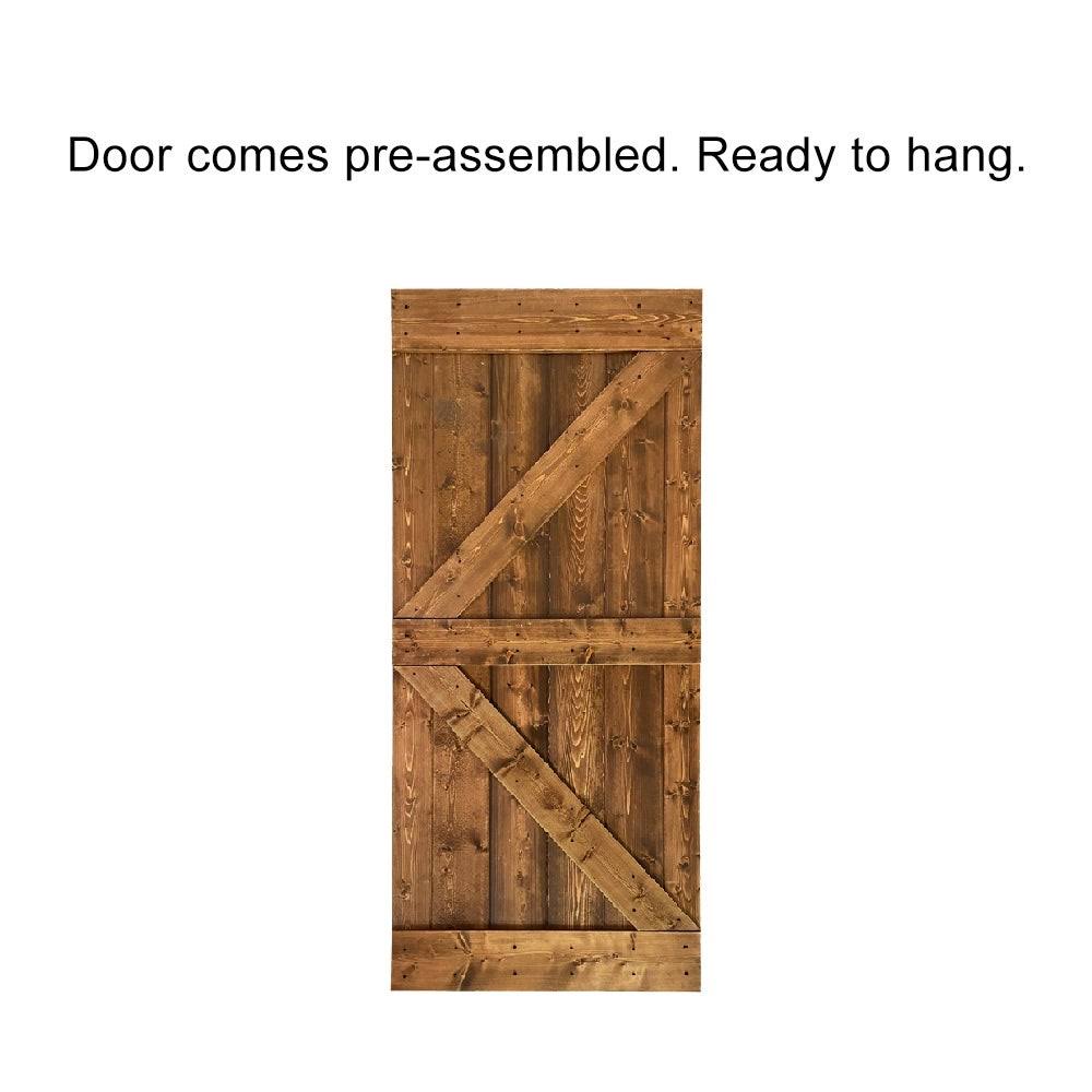 38 in. x 84 in. Weather Oak Stained Solid Pine Wood Interior Sliding Barn Door Slab G2634