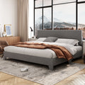 Queen Size Platform Bed with Adjustable Leather Headboard C22719