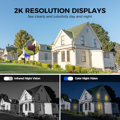 Wireless Outdoor Solar Security Cameras 2K 360° View V58493