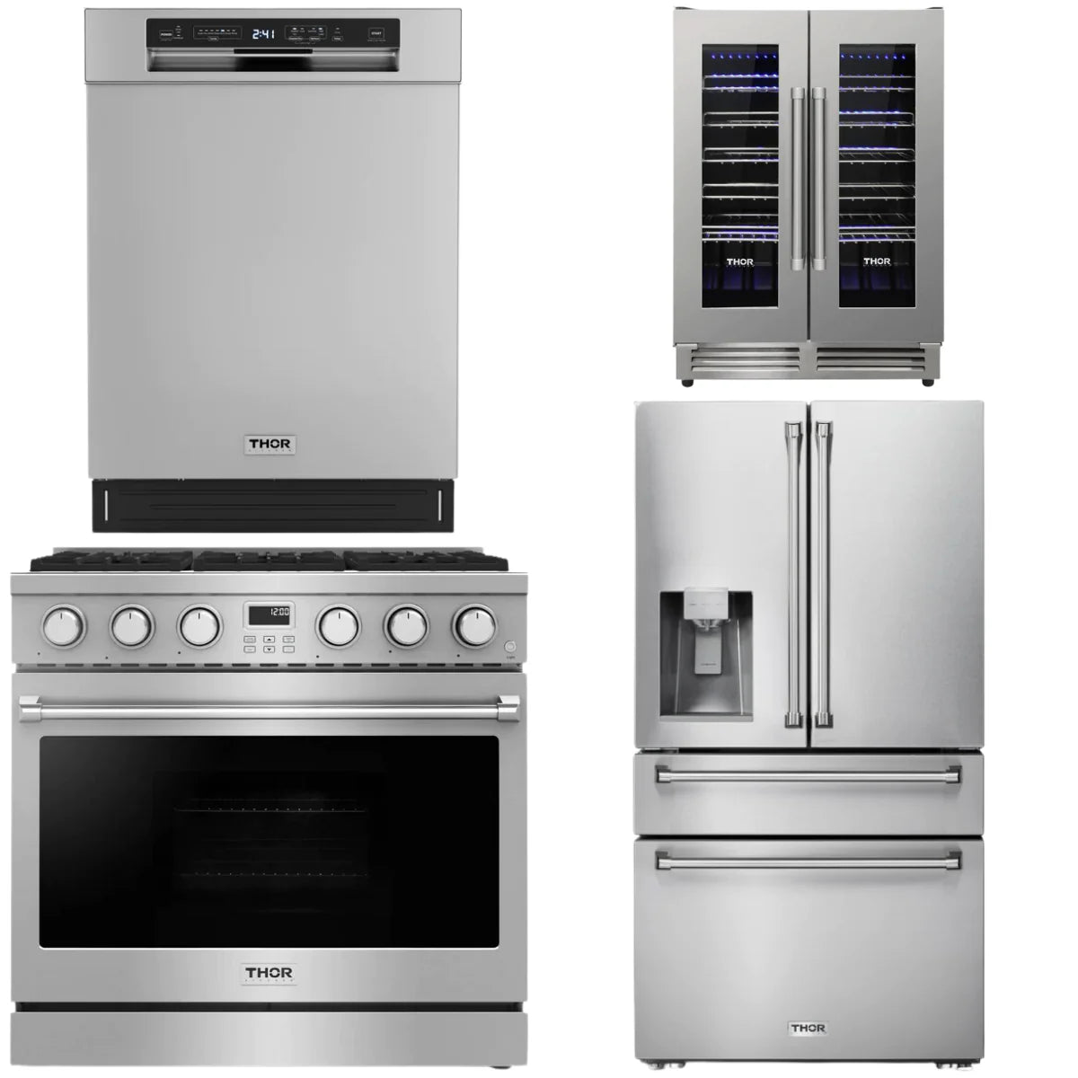36 Gas Range, Refrigerator, Dishwasher and Wine Cooler E6693