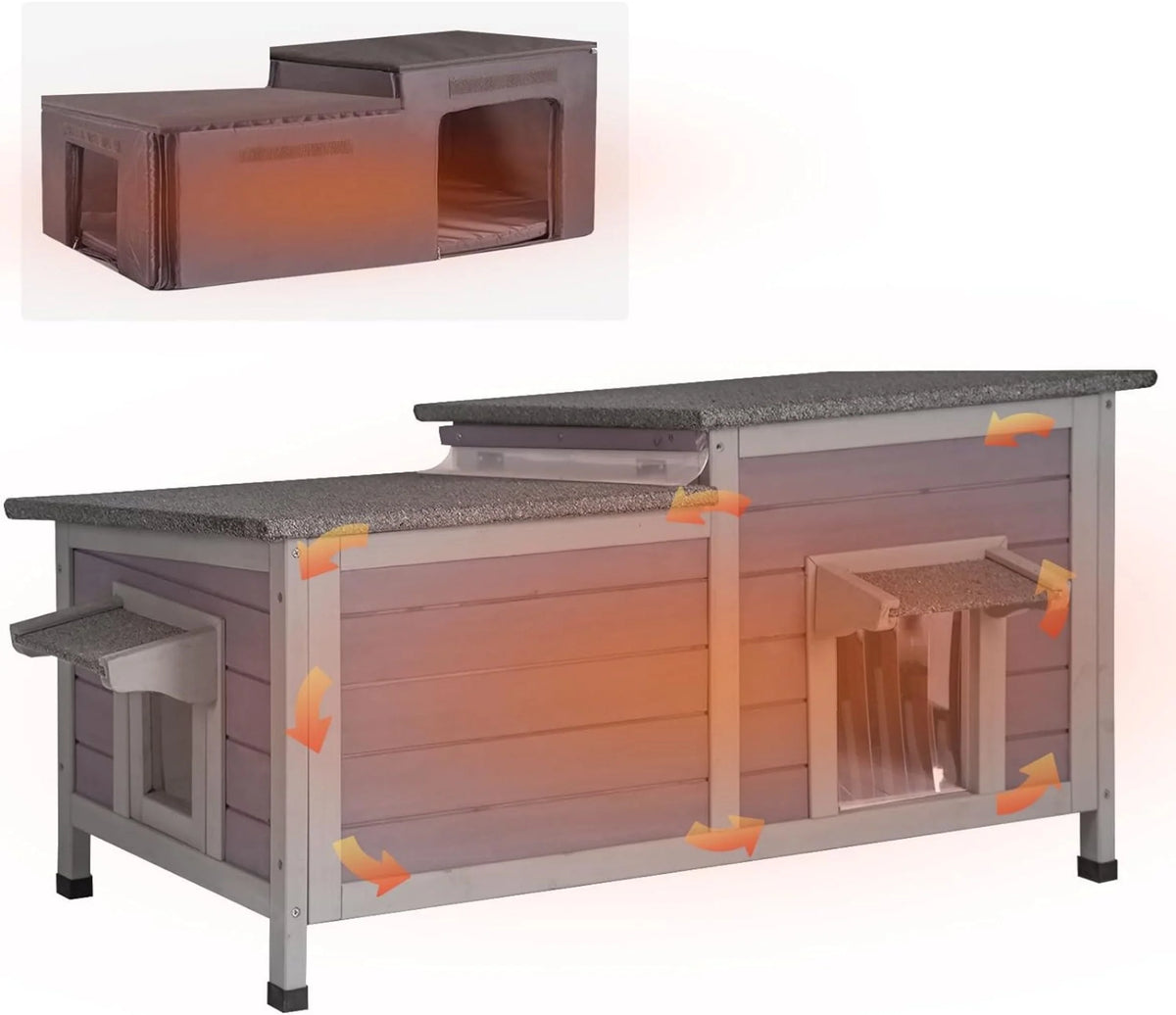 Insulated Cat House Outdoor Feral Shelter Weatherproof Cat Condo A268