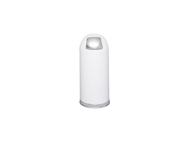 White 15 Gal Stainless Steel Trash Can with Push Lid O786