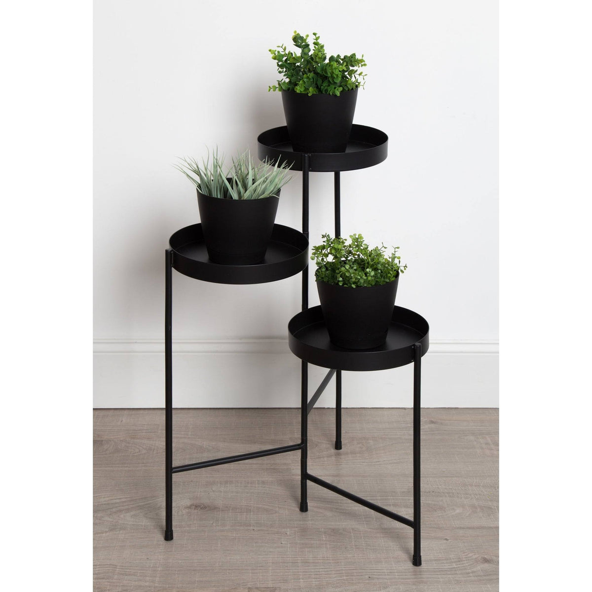 Navy Blue Metal Tri-Level Plant Stand K416709