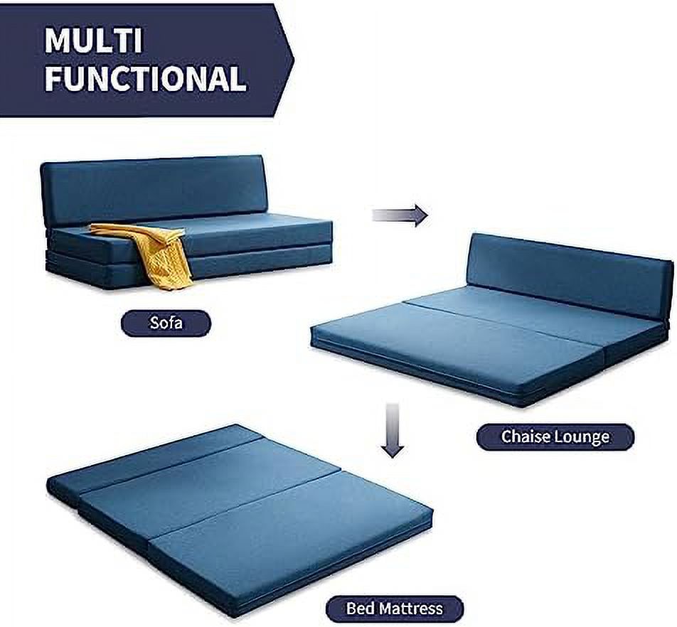 Twin Folding Sofa Bed with Memory Foam Mattress Linen Fabric Q50450