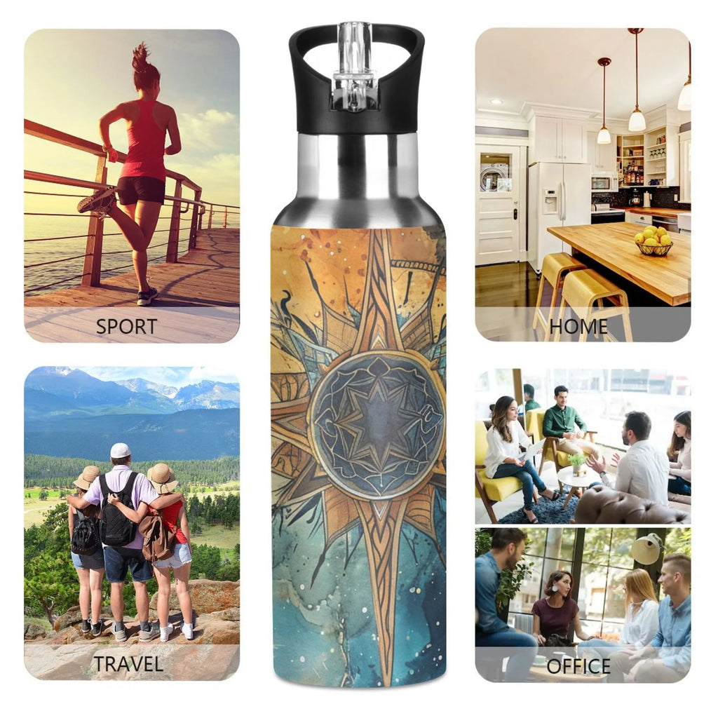 20 oz Insulated Stainless Steel Water Bottle with Straw Lid J3022