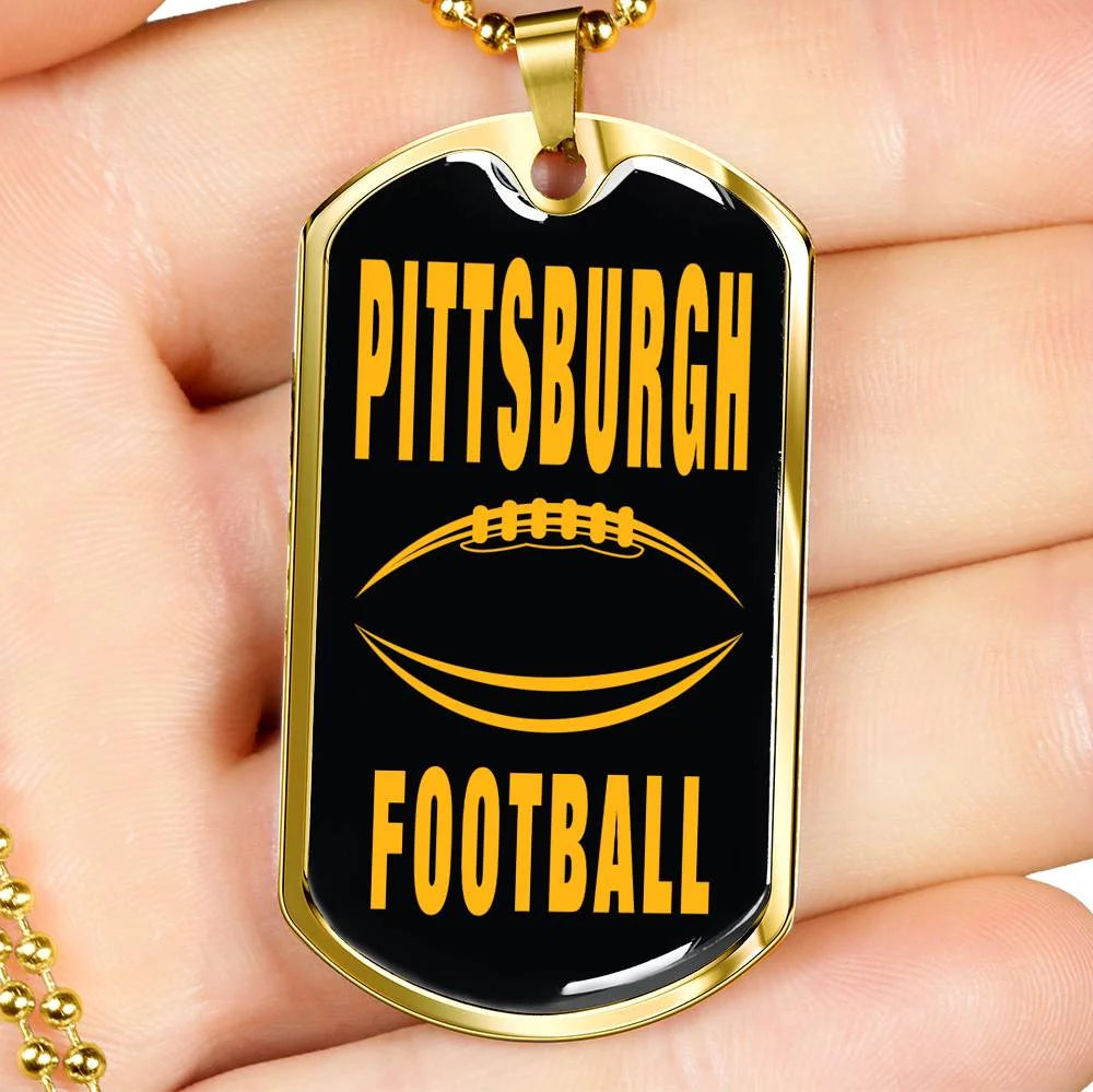 Stainless Steel or 18k Gold Dog Tag Necklace F1699
