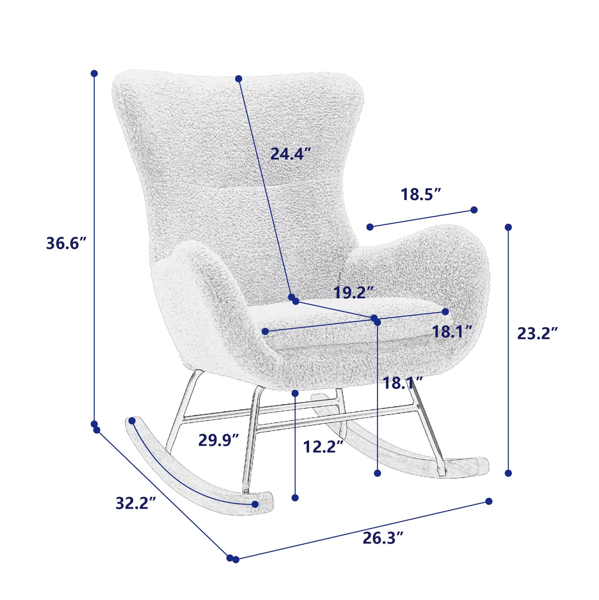 Velvet Recliner Chair with High Backrest and Armrests B6987