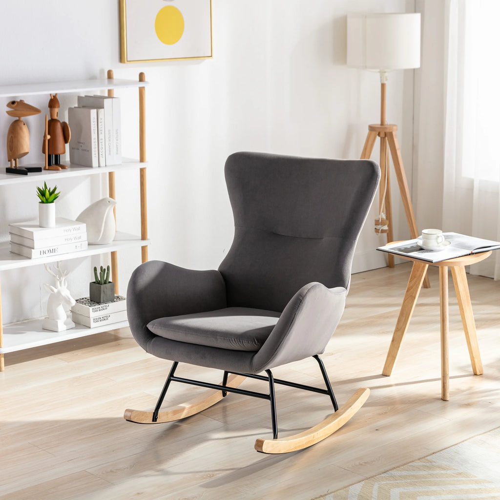 Velvet Recliner Chair with High Backrest and Armrests B6987