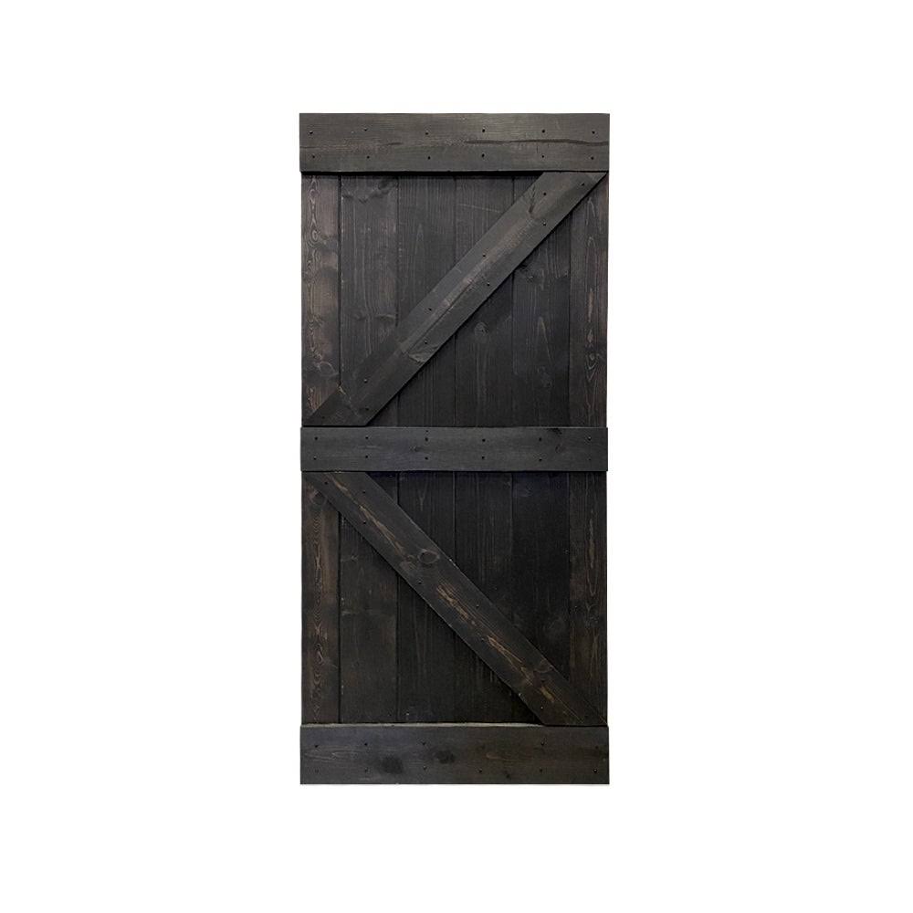 38 in. x 84 in. Weather Oak Stained Solid Pine Wood Interior Sliding Barn Door Slab G2634