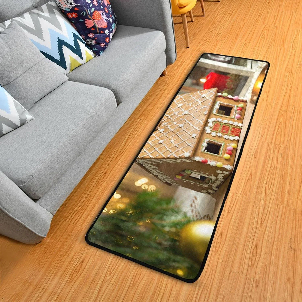 2'X6' Gingerbread House Runner Rug with Rubber Backing N376342