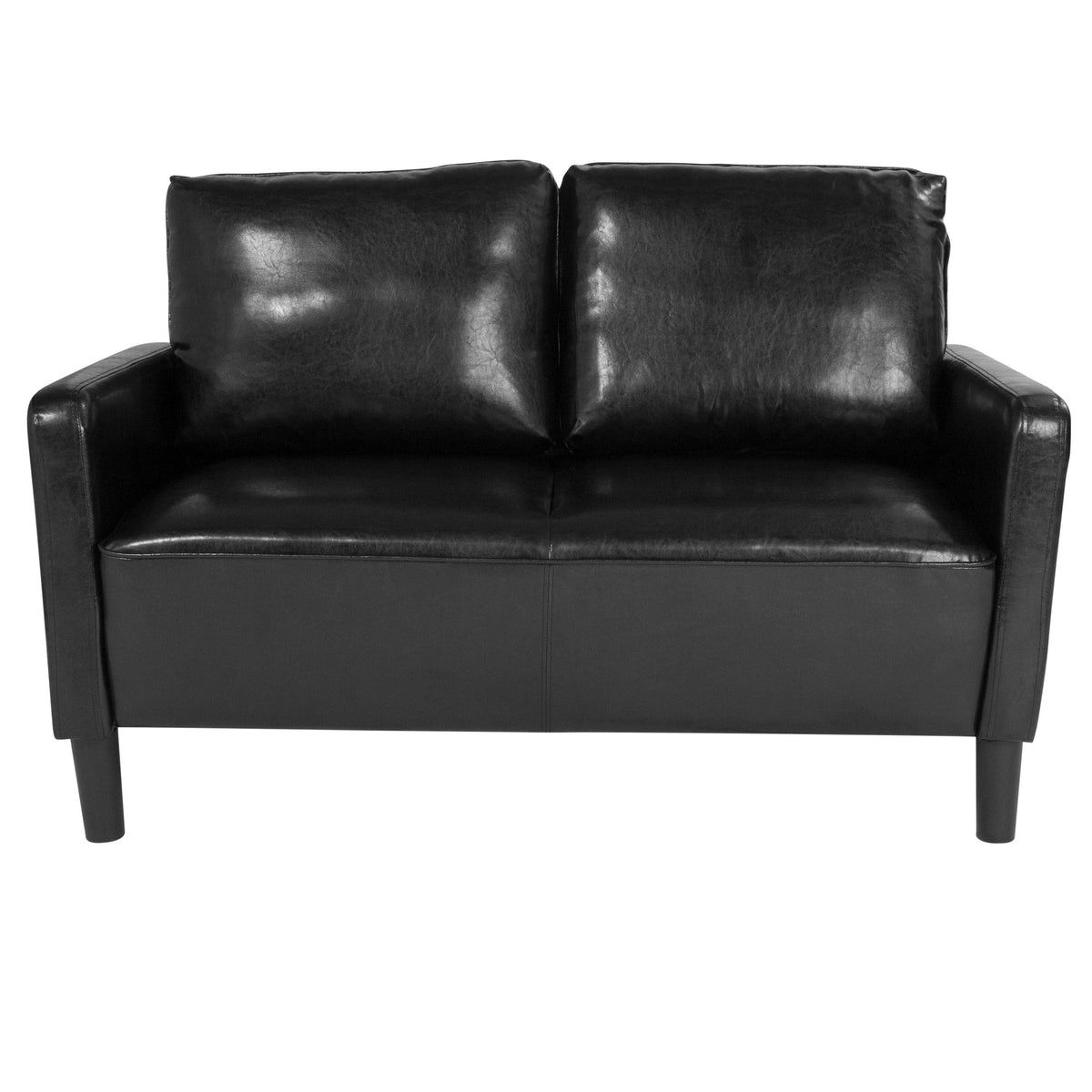 Brown Leather Straight Arm Loveseat G6632