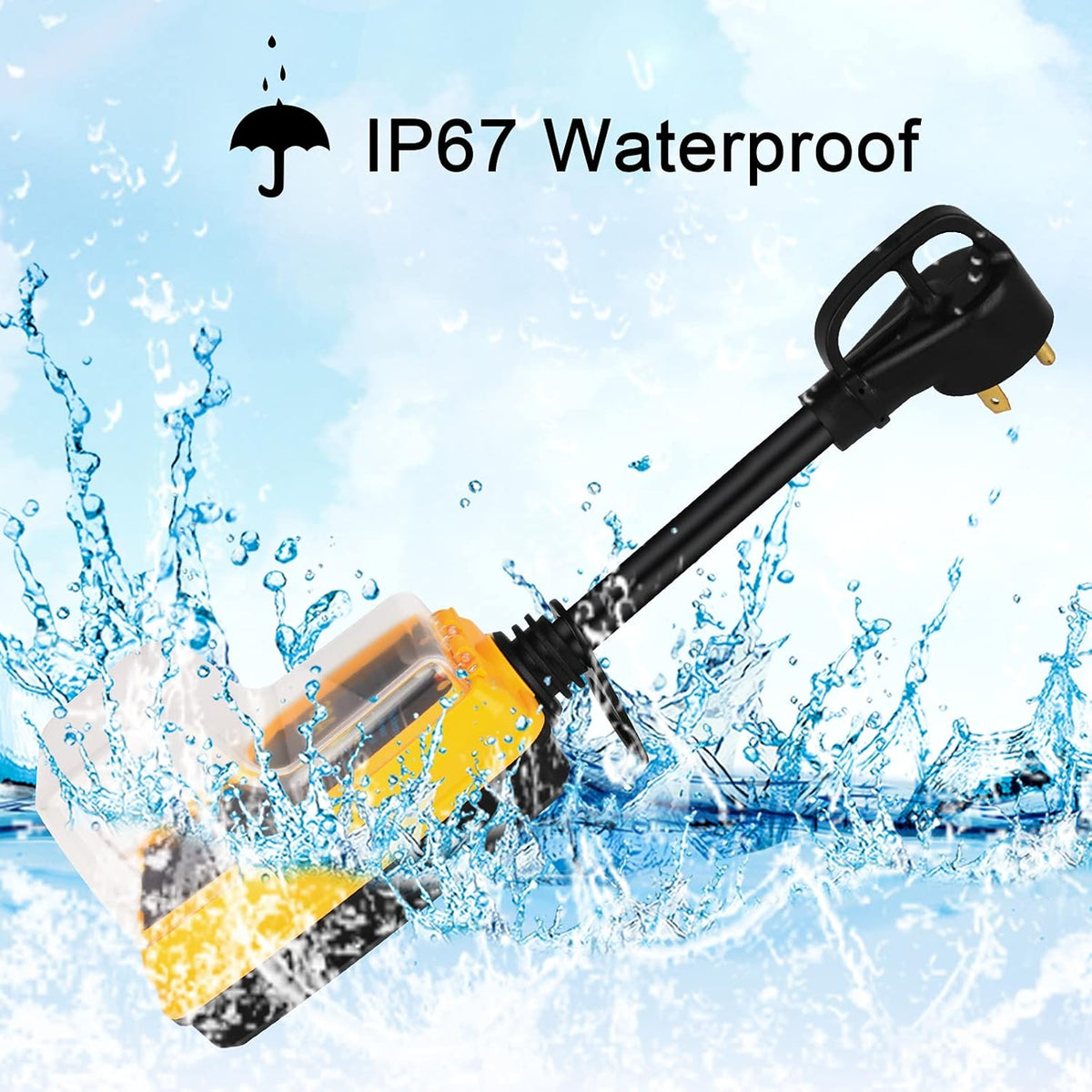 30 amp Surge Protector with Waterproof Cover and LED Indicator, Extension Cord, Yellow, Pack of 2 X15603