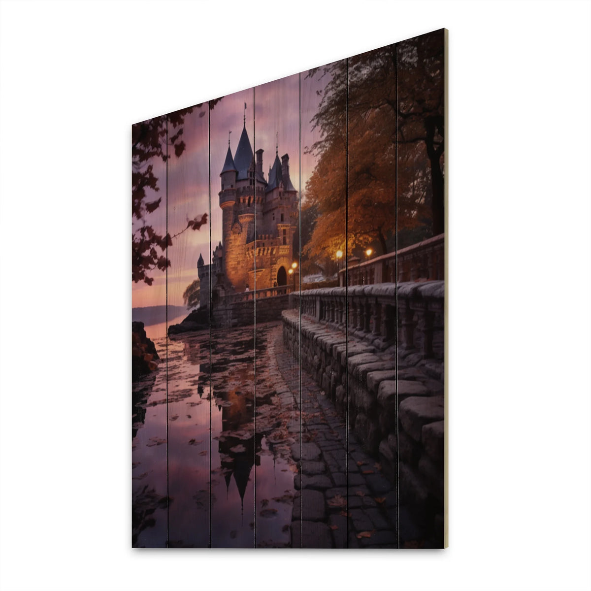 Natural Pine Wood Cityscapes Print D76589