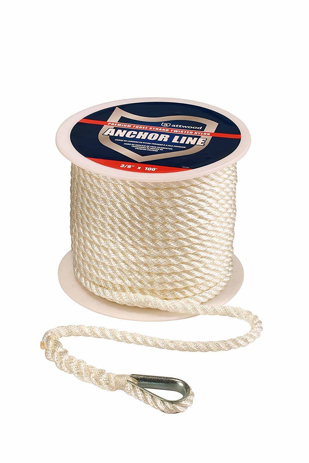 Nylon Twisted Anchor Line with Thimble (3/8-Inch x 200-Feet) E129211