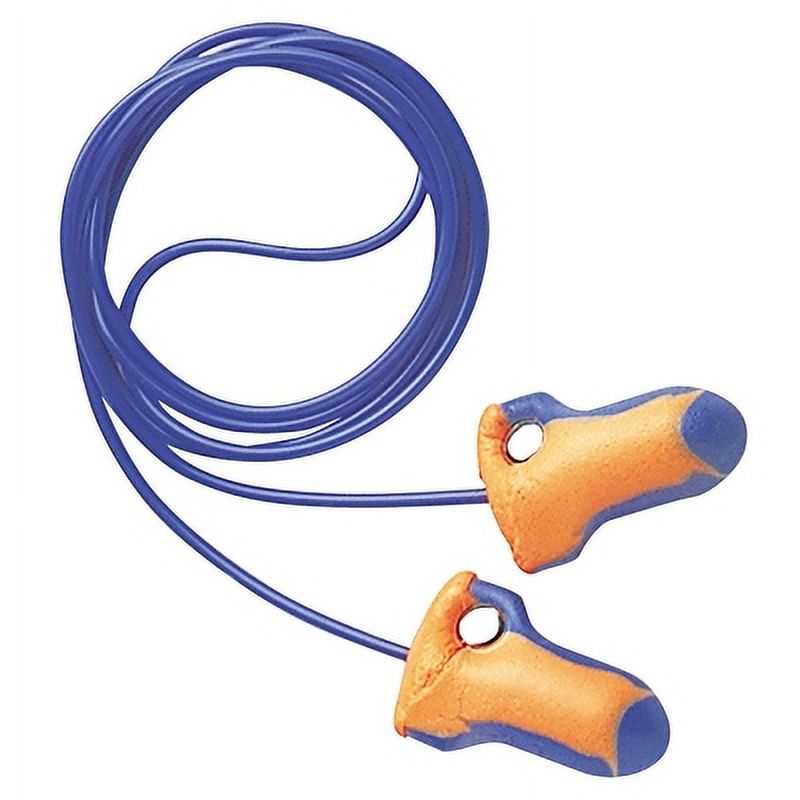 Corded Foam Earplugs, Blue/Orange, Bundle of 2 Boxes M187