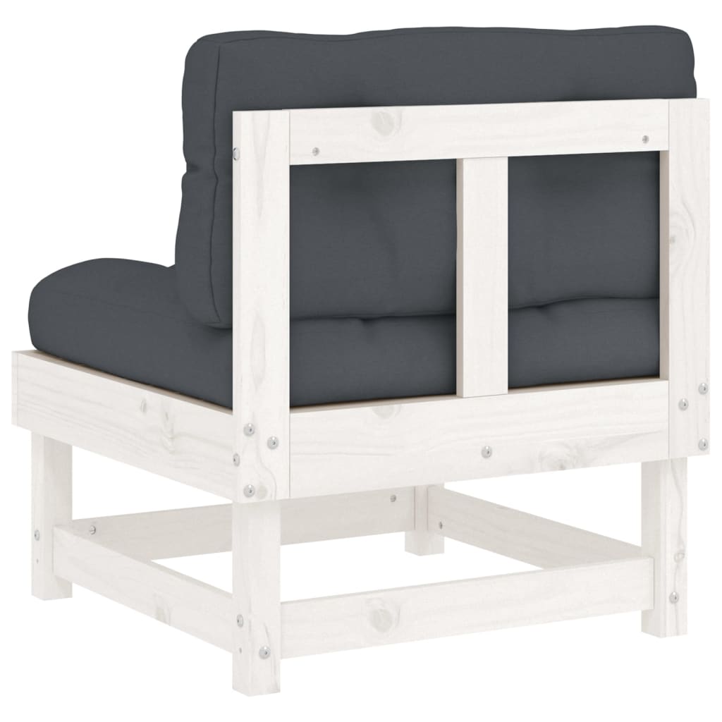 White Solid Wood Pine Sofa with Cushions J150736