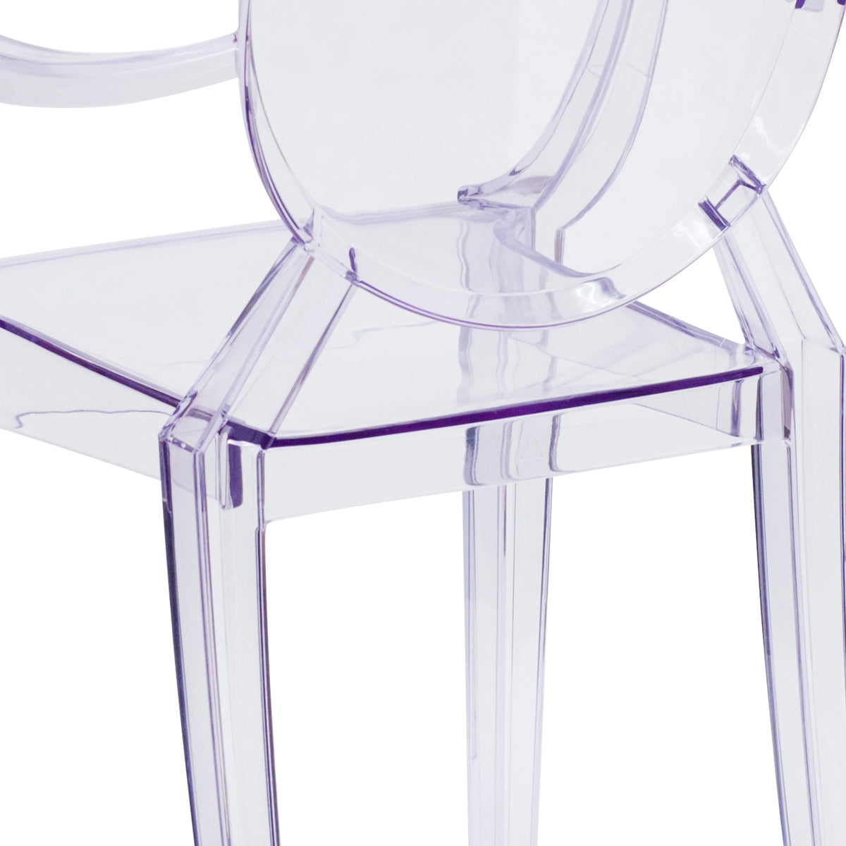 Transparent Crystal Oval Back Ghost Chair with Arms H216507