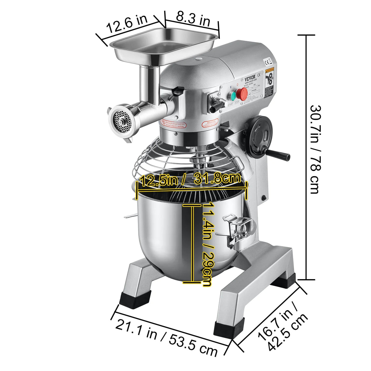 20Qt Stainless Steel Bowl Stand Mixer with Meat Grinder Q23892