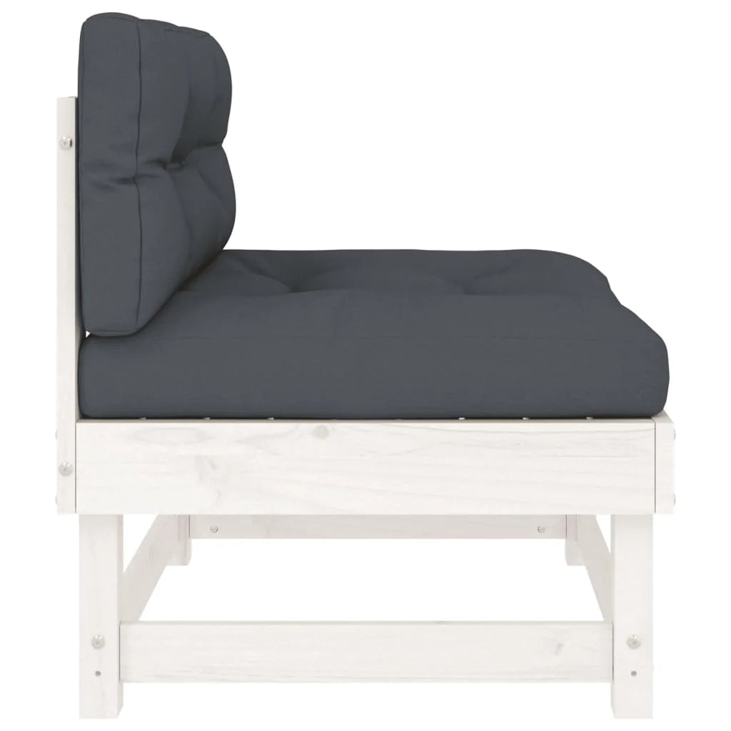 White Solid Wood Pine Sofa with Cushions J150736