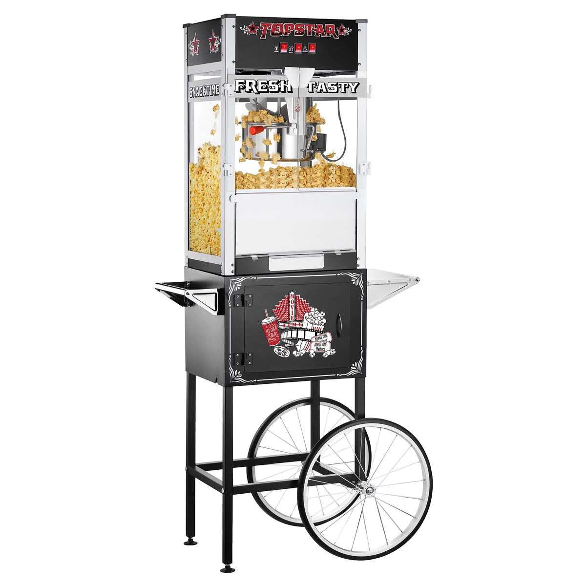 Black 12oz Popcorn Machine with Cart I8156