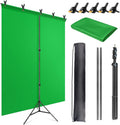 5 X 6.5 Ft Portable Green Screen Stand with Carrying Bag & 5 Spring Clamps Y992695