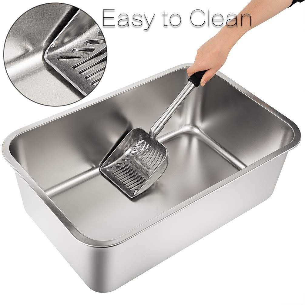 Stainless Steel Litter Box with High Sides U85780