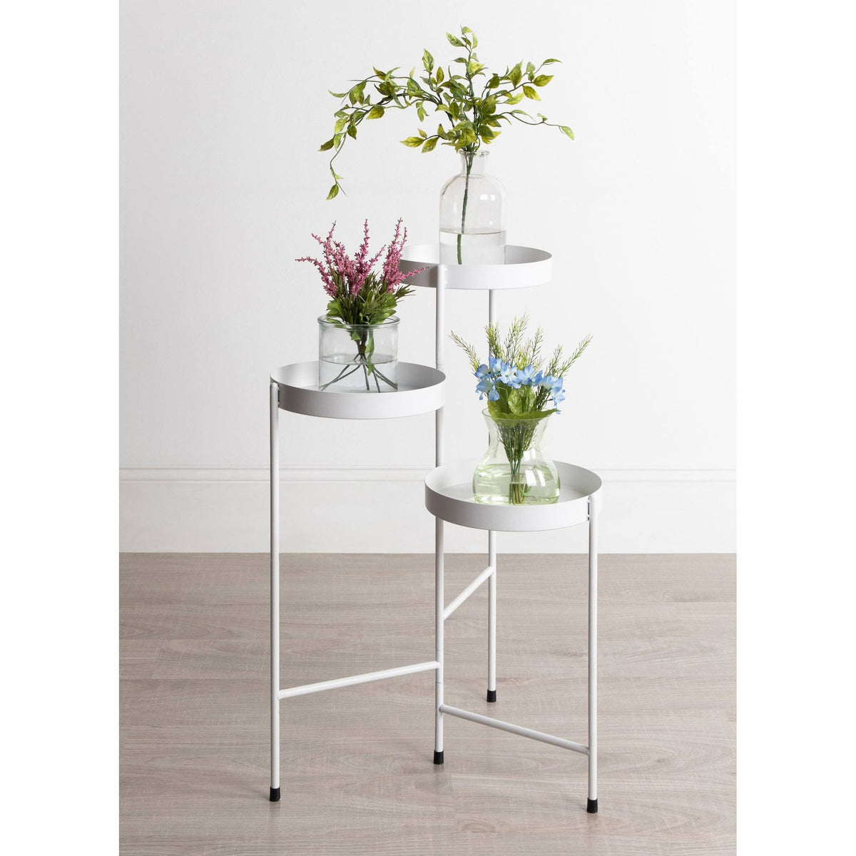 Navy Blue Metal Tri-Level Plant Stand K416709