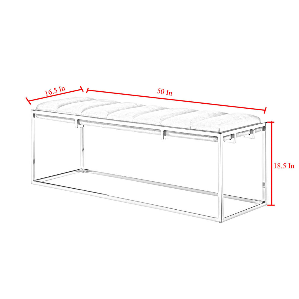 Channel Tufted Velvet Bench Metal Frame B8883