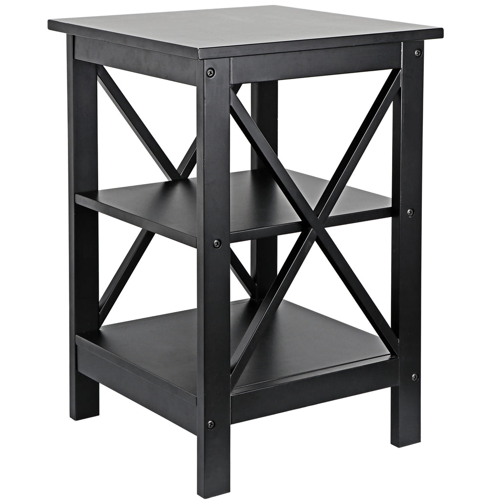 Black Rectangle End Table with Storage Shelf U440277