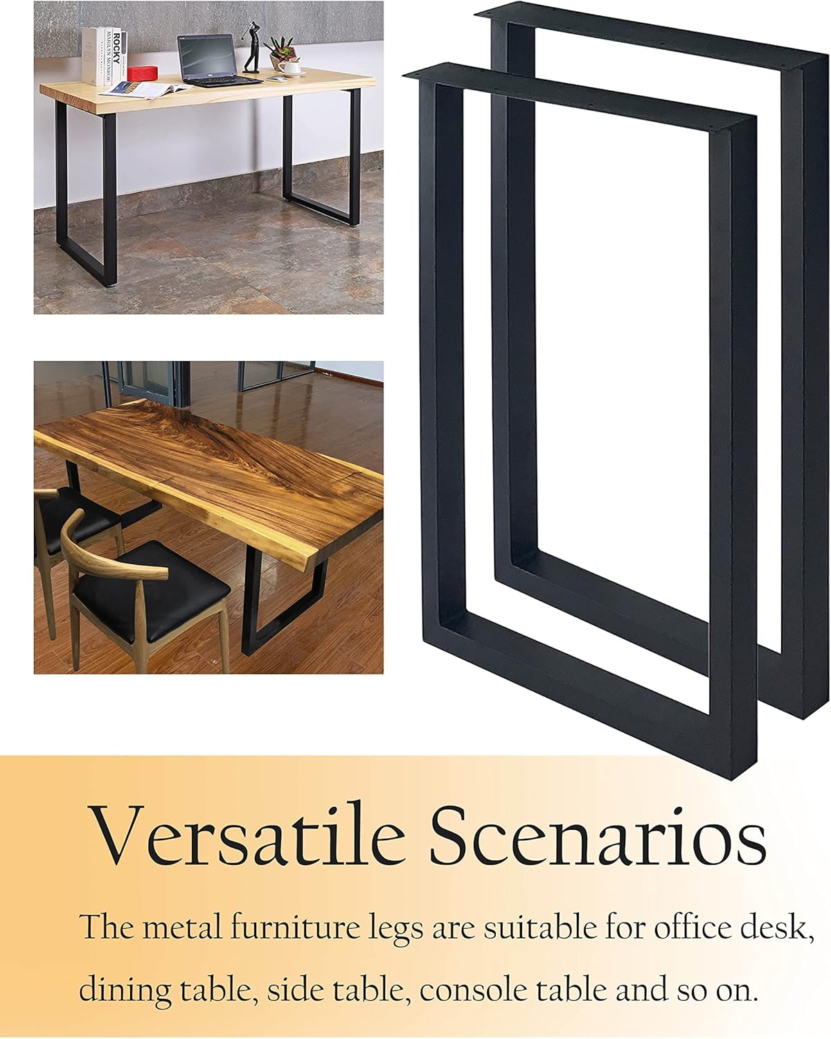 28'' Height 17.7'' Wide Black Metal Table Legs 2 PCS N1645