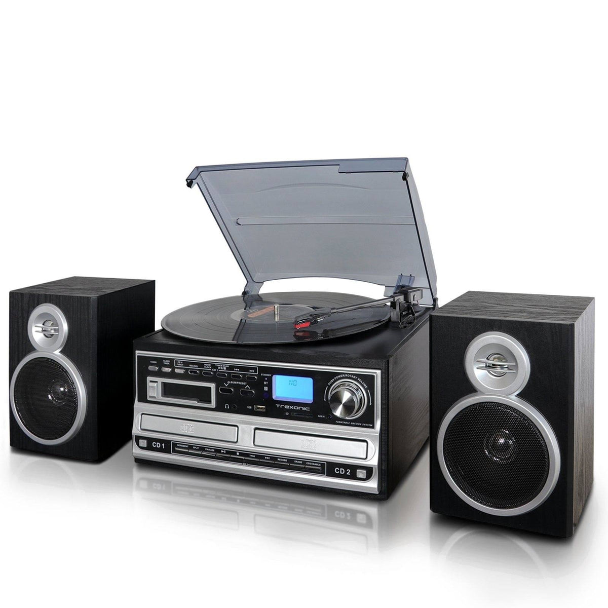 3-Speed Turntable with CD Player, Cassette Player, FM Radio W9837