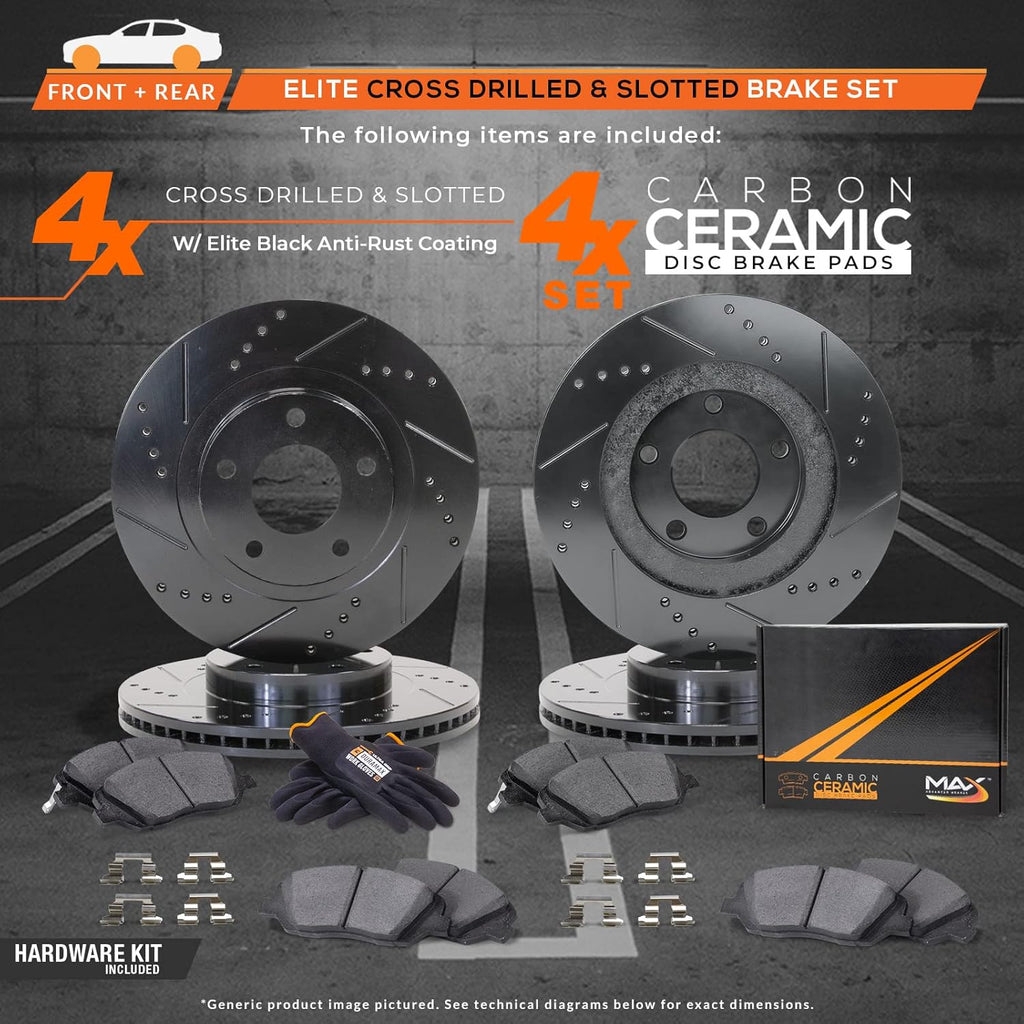 Front + Rear Carbon Ceramic Brake Rotors with Pads J2870